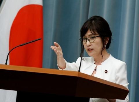 Japan's Defense Minister Tomomi Inada speaks at a news conference at Prime Minister Shinzo Abe's official residence in Tokyo, Japan, August 3, 2016. PHOTO BY REUTERS/Kim Kyung-Hoon