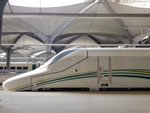 Train stops at the new KAEC station of the Haramain speed train at King Abdullah Economic City, near Jeddah, Saudi Arabia, September 18, 2018. PHOTO BY REUTERS/Stephen Kali