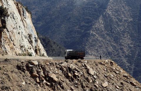 A truck drives on the main highway to the port city of Massawa from Asmara, Eritrea, February 20, 2016. PHOTO BY REUTERS/Thomas Mukoya