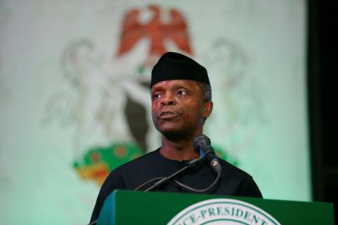 Nigeria's Vice President Yemi Osinbajo speaks during the Nigeria/Ecowas Trade and Investment for Development forum in Abuja, Nigeria, November 2, 2017. PHOTO BY REUTERS/Afolabi Sotunde