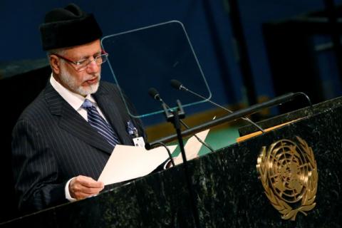 Yusuf bin Alawi bin Abdullah, Minister for Foreign Affairs of Oman, addresses the United Nations General Assembly in the Manhattan borough of New York, U.S., September 26, 2016. PHOTO BY REUTERS/Brendan McDermid
