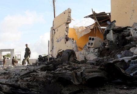 The scene of an attempted al Shabaab attack targeting an intelligence agency facility in capital Mogadishu, June 21, 2015. PHOTO BY REUTERS/Feisal Omar