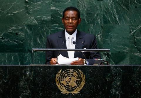 Teodoro Obiang Nguema Mbasogo, President of the Republic of Equatorial Guinea, addresses the 69th United Nations General Assembly at the U.N. headquarters in New York, September 24, 2014. PHOTO BY REUTERS/Lucas Jackson