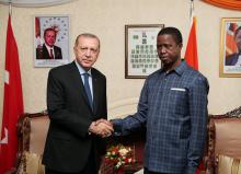 Turkish President Tayyip Erdogan meets with Zambia's President Edgar Lungu at the State House in Lusaka, Zambia, July 28, 2018. PHOTO BY REUTERS/Kayhan Ozer/Turkish Presidential Palace