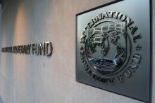 International Monetary Fund (IMF) logo is seen outside the headquarters building in Washington, U.S., as IMF Managing Director Christine Lagarde meets with Argentine Treasury Minister Nicolas Dujovne, September 4, 2018. PHOTO BY REUTERS/Yuri Gripas
