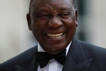 South Africa's President Cyril Ramaphosa reacts as he arrives to attend the Commonwealth Business Forum Banquet at the Guildhall in London, Britain, April 17, 2018. PHOTO BY REUTERS/Simon Dawson
