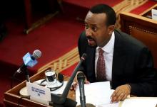 Ethiopia's newly elected Prime Minister Abiy Ahmed addresses the House of Peoples' Representatives in Addis Ababa, Ethiopia, April 19, 2018. PHOTO BY REUTERS/Tiksa Negeri