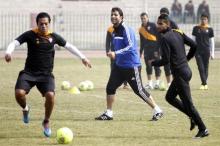 Ahmed Hossam "Mido", new head coach of Zamalek, attends his first soccer training session in the club at Helmy Zamora Stadium in Cairo