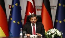 Turkish Prime Minister Ahmet Davutoglu attends a news conference after visiting Nizip refugee camp near Gaziantep, Turkey , April 23, 2016. PHOTO BY REUTERS/Umit Bektas