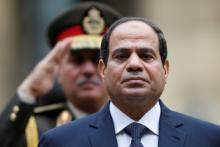 Egyptian President Abdel Fattah al-Sisi attends a military ceremony in the courtyard of the Hotel des Invalides in Paris, France, November 26, 2014. PHOTO BY REUTERS/Charles Platiau