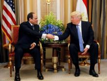 U.S. President Donald Trump (L) meets with Egyptian President Abdel Fattah al-Sisi in Riyadh, Saudi Arabia, May 21, 2017. PHOTO BY REUTERS/Jonathan Ernst