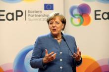 German Chancellor Angela Merkel holds a news conference after a Eastern Partnership summit at the European Council Headquarters in Brussels, Belgium, November 24, 2017. PHOTO BY REUTERS/Eric Vidal