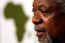 Former United Nations Secretary General Kofi Annan speaks at the World Economic Forum (WEF) in Cape Town, May 5, 2011. PHOTO BY REUTERS/Mark Wessels
