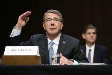 U.S. Secretary of Defense Ash Carter testifies on operations against the Islamic State, on Capitol Hill in Washington, U.S., April 28, 2016. PHOTO BY REUTERS/Jonathan Ernst