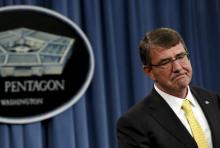 U.S. Defense Secretary Ash Carter speaks at a news conference at the Pentagon in Washington, May 7, 2015. PHOTO BY REUTERS/Yuri Gripas