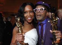Regina King with her Best Supporting Actress award for "If Beale Street Could Talk" and Spike Lee holding his Best Adapted Screenplay award for "BlacKkKlansman" at the 91st Academy Awards, Oscars Governors Ball, Hollywood, Los Angeles, California, U.S., February 24, 2019.  PHOTO BY REUTERS/Mario Anzuoni