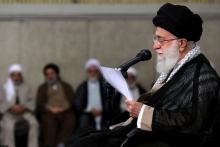 Iran's Supreme Leader Ayatollah Ali Khamenei speaks at the Hussayniyeh of Imam Khomeini in Tehran, Iran, August 13, 2018. PHOTO BY REUTERS/Official Khamenei website