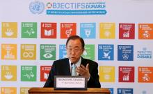 U.N. Secretary-General Ban Ki-moon speaks during a news conference at the airport in Tunis,Tunisia, March 29, 2016. PHOTO BY REUTERS/Mohamed Amine Ben Aziza