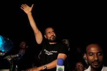 Bekele Gerba, secretary general of the Oromo Federalist Congress (OFC), waves to his supporters during the celebration after his release from prison in Adama town of Oromia region, Ethiopia, February 13, 2018. PHOTO BY REUTERS/Tiksa Negeri