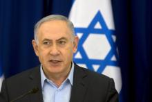 Israeli Prime Minister Benjamin Netanyahu attends the weekly cabinet meeting in the Israeli occupied Golan Heights near the ceasefire line between Israel and Syria, April 17, 2016. PHOTO BY REUTERS/Sebastian Scheiner