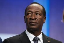 President of Burkina Faso, Blaise Compaore, sits on stage to support a commitment to stop poaching of African elephants at the Clinton Global Initiative (CGI) in New York, September 26, 2013. PHOTO BY REUTERS/Lucas Jackson