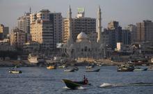 Fishing boats are seen at the seaport of Gaza City, August 15, 2018. PHOTO BY REUTERS/Ibraheem Abu Mustafa