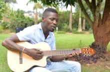 Kyadondo East Member of Parliament Robert Kyagulanyi Ssentamu commonly known as musician Bobi Wine sings during a Reuters interview at his home in Magere North of Kampala, Uganda, July 23, 2017. PHOTO BY REUTERS/Matthias Mugisha