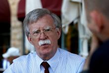 U.S. National Security Advisor John Bolton speaks during an interview with Reuters in Jerusalem, August 21, 2018. PHOTO BY REUTERS/RonenZvulun