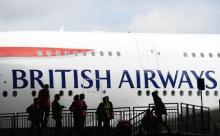 British Airways' new Airbus A380 arrives at a hanger after landing at Heathrow airport in London, July 4, 2013. PHOTO BY REUTERS/Paul Hackett
