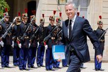 French Finance Minister Bruno Le Maire arrives at the Elysee Palace in Paris, France, July 6, 2018. PHOTO BY REUTERS/Regis Duvignau