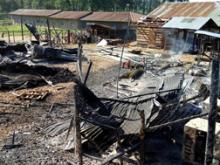 Burned structures are seen after attackers set fire to an Ebola treatment center run by Medecins Sans Frontieres (MSF) in the east Congolese town of Katwa, Democratic Republic of Congo, February 25, 2019. PHOTO BY REUTERS/Laurie Bonnaud/MSF