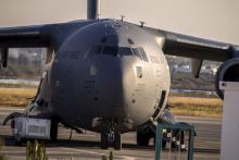 A Royal Air Force (RAF) C17 jet is seen on the tarmac ready to transport British tourists, who were wounded during the Imperial Marhaba hotel attack by a gunman, in Monastir airport, Tunisia, June 29, 2015. PHOTO BY REUTERS/Zohra Bensemra