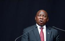 President Cyril Ramaphosa delivers a eulogy at the funeral of Winnie Madikizela-Mandela at the Orlando stadium in Soweto, South Africa, April 14, 2018. PHOTO BY REUTERS/Mike Hutchings