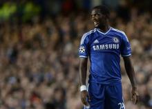 Chelsea's Samuel Eto'o reacts during their Champions League soccer match against Basel at Stamford Bridge in London