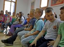 Members of children's choir "Superar" practise the songs that will be performed during the visit of the Pope to Sarajevo at their music school in Srebrenica, Bosnia and Herzegovina May 23, 2015. PHOTO BY REUTERS/Dado Ruvic