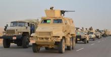 Egyptian Army's Armoured Vehicles are seen on a highway to North Sinai during a launch of a major assault against militants, in Ismailia, Egypt, in this undated handout picture made available by the Ministry of Defense, February 9, 2018. PHOTO BY REUTERS/Ministry of Defence
