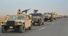 Egyptian Army's Armoured Vehicles are seen on a highway to North Sinai during a launch of a major assault against militants, in Ismailia, Egypt, in this undated handout picture made available by the Ministry of Defense,  February 9, 2018. PHOTO BY REUTERS