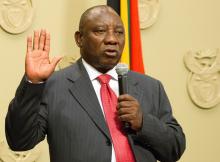 Cyril Ramaphosa is sworn in as the new South Africa president at the parliament in Cape Town, South Africa, February 15, 2018. PHOTO BY REUTERS/Rodger Bosch