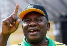 South Africa's Deputy President Cyril Ramaphosa gestures at an election rally of the ruling African National Congress (ANC) in Port Elizabeth, South Africa, April 16, 2016. PHOTO BY REUTERS/Mike Hutchings