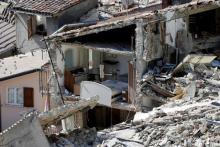 The interior of a damaged house is seen following an earthquake at Pescara del Tronto, central Italy, August 26, 2016. PHOTO BY REUTERS/Max Rossi