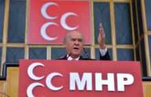 Nationalist Movement Party (MHP) leader Devlet Bahceli addresses his party's lawmakers during a meeting at the Turkish parliament in Ankara, Turkey, May 10, 2016. PHOTO BY REUTERS/Stringer