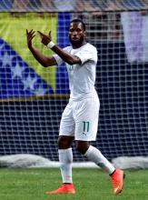 Didier Drogba (11) calls for the ball against Bosnia and Herzegovina during a soccer friendly at the Edward Jones Dome. Bosnia and Herzegovina defeated Ivory Coast 2-1, St. Louis, MO