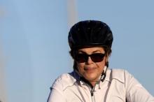 Brazil's suspended President Dilma Rousseff rides her bicycle near the Alvorada Palace in Brasilia, Brazil, August 3, 2016. PHOTO BY REUTERS/Adriano Machado