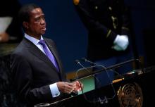 Zambia's President Edgar Chagwa Lungu addresses the 74th session of the United Nations General Assembly at U.N. headquarters in New York City, New York, U.S., September 25, 2019. PHOTO BY REUTERS/Carlo Allegri