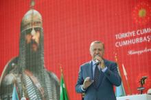 Turkish President Tayyip Erdogan makes a speech during a ceremony in the eastern city of Mus, Turkey, August 26, 2018. PHOTO BY REUTERS/Murat Cetinmuhurdar/Presidential Palace