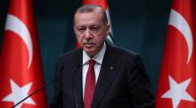 Turkish President Tayyip Erdogan attends a news conference in Ankara, Turkey, August 14, 2018. PHOTO BY REUTERS/Umit Bektas