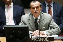 Gerard Araud addresses the Security Council during a meeting about the situation in the Middle East, including Palestine, at United Nations headquarters in New York, July 22, 2014. PHOTO BY REUTERS/Eduardo Munoz