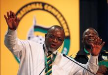National Chairperson of the African National Congress (ANC) Gwede Mantashe gestures at the end of the 54th National Conference of the ruling ANC at the Nasrec Expo Centre in Johannesburg, South Africa, December 21, 2017. PHOTO BY REUTERS/Siphiwe Sibeko