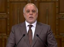 Iraqi Prime Minister Haider al-Abadi speaks during a news conference in Baghdad, Iraq in this still image from video, April 15, 2016. PHOTO BY REUTERS/Iraqiya TV