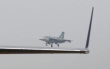 An Indian Air Force (IAF) light combat aircraft "Tejas" performs during the Indian Air Force Day celebrations at the Hindon Air Force Station on the outskirts of New Delhi, India, October 8, 2016. PHOTO BY REUTERS/Adnan Abidi